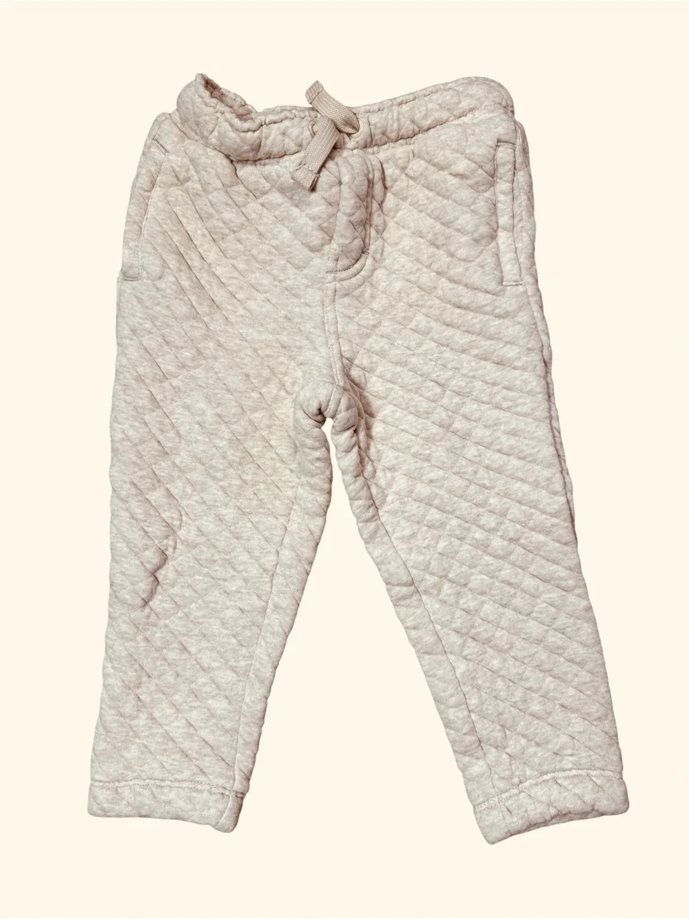 NWT New Gymboree Quilted Jogger Beige Cotton Pants Size 2T